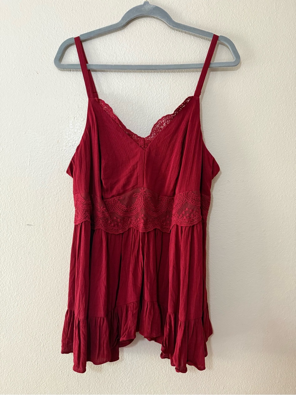 Torrid Women's Lace-Trim Red gauze Cami
